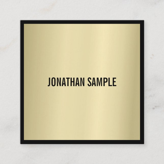 Glamorous Gold Look Modern Luxury Fashionable Square Business Card (Front)
