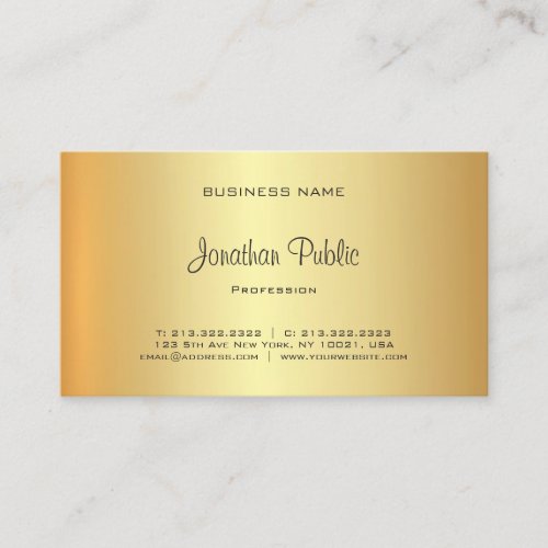 Glamorous Gold Look Professional Elegant Business Card