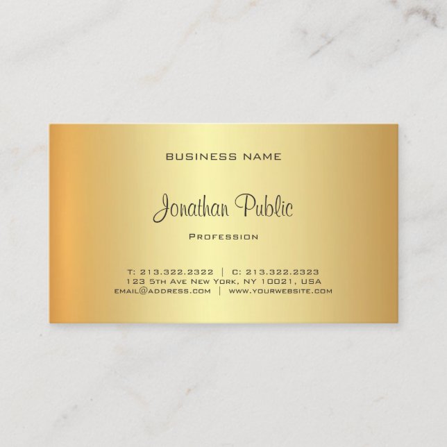 Glamorous Gold Look Professional Elegant Business Card (Front)
