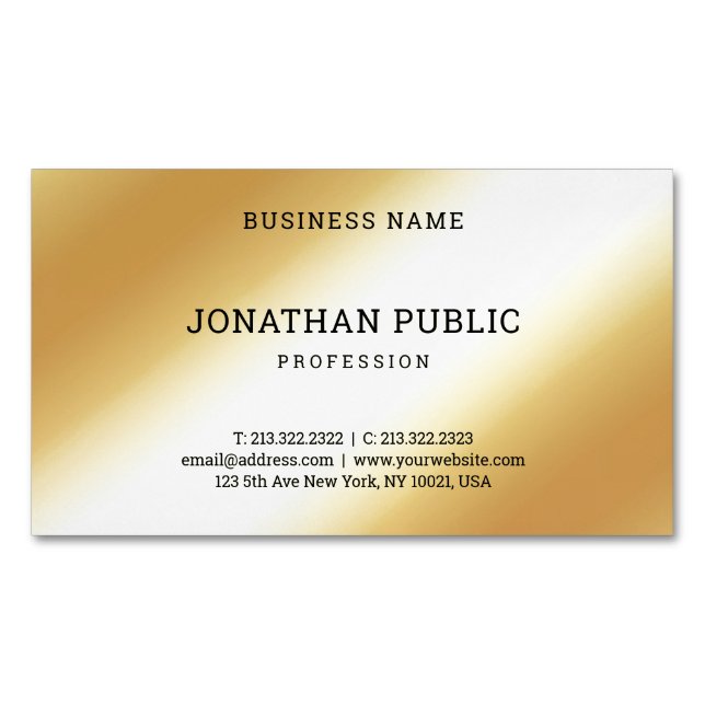Glamorous Gold Look Professional Template Modern Business Card Magnet (Front)