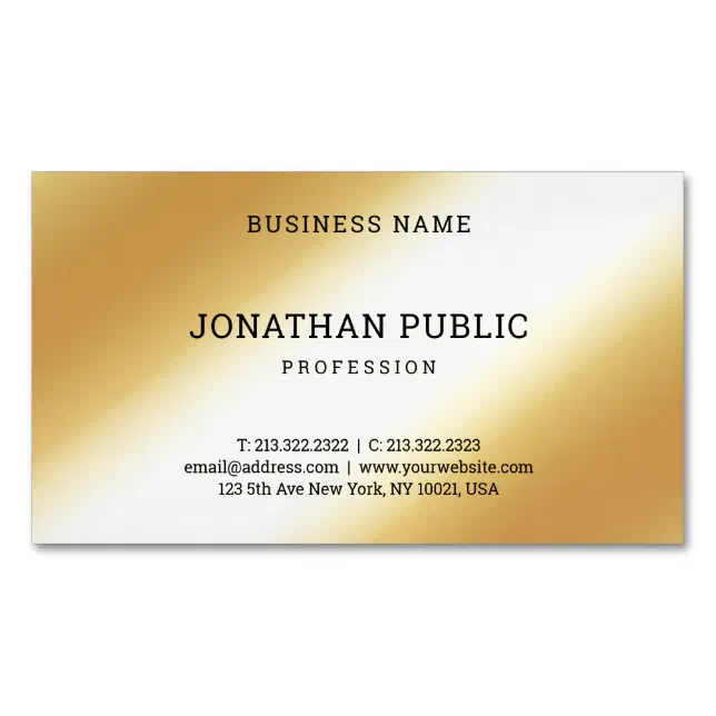 Glamorous Gold Look Professional Template Modern Business Card Magnet ...