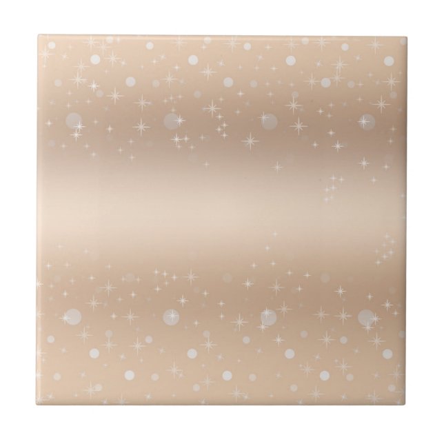 Glamorous gold metallic luster, gradient, stars ceramic tile (Front)