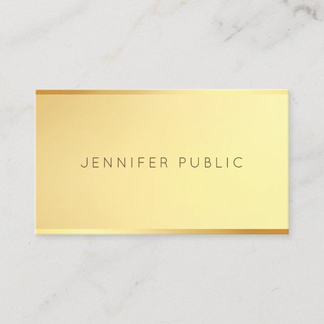 Glamorous Gold Modern Elegant Simple Template Business Card (Front)