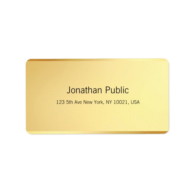 Glamorous Gold Modern Elegant Simple Template Label (Front)
