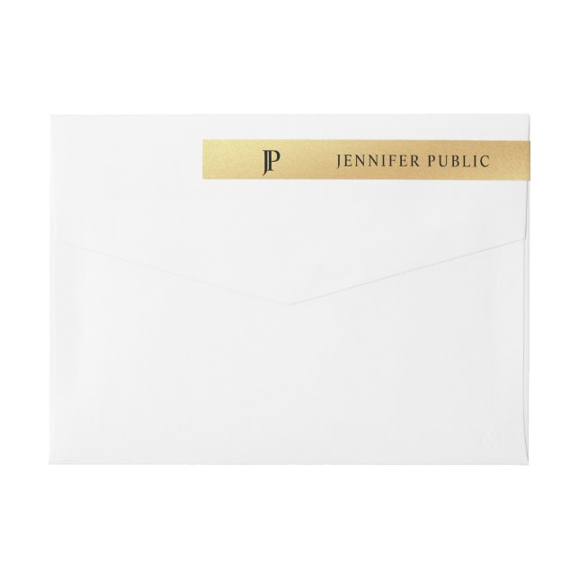 Glamorous Gold Modern Elegant Template Chic Slim Wrap Around Label (Back)