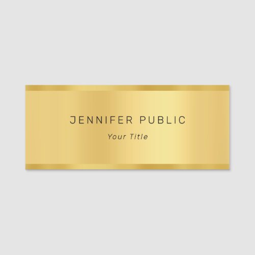 Glamorous Gold Modern Elegant Template Rectangle Name Tag