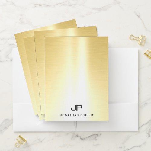 Glamorous Gold Modern Monogram Elegant Template Pocket Folder