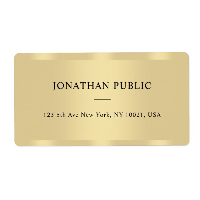 Glamorous Gold Modern Template Elegant Shipping Label (Front)