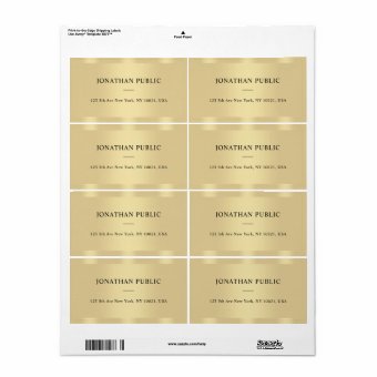 Glamorous Gold Modern Template Elegant Shipping Label | Zazzle