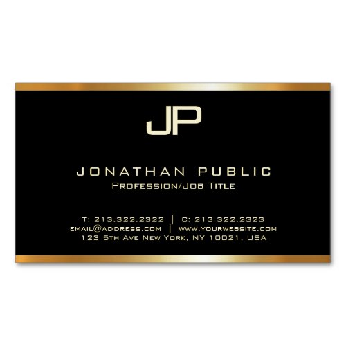 Glamorous Gold Monogram Modern Elegant Template Business Card Magnet