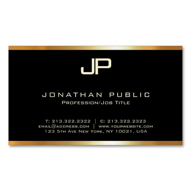 Glamorous Gold Monogram Modern Elegant Template Business Card Magnet (Front)