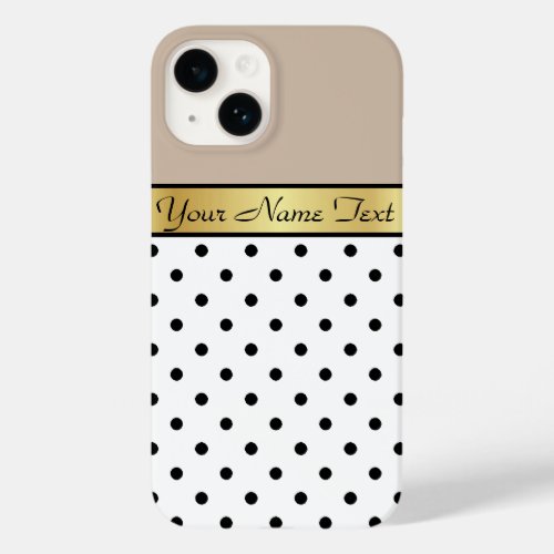 Glamorous Gold Name Champagnes  White Black Dot Case_Mate iPhone 14 Case