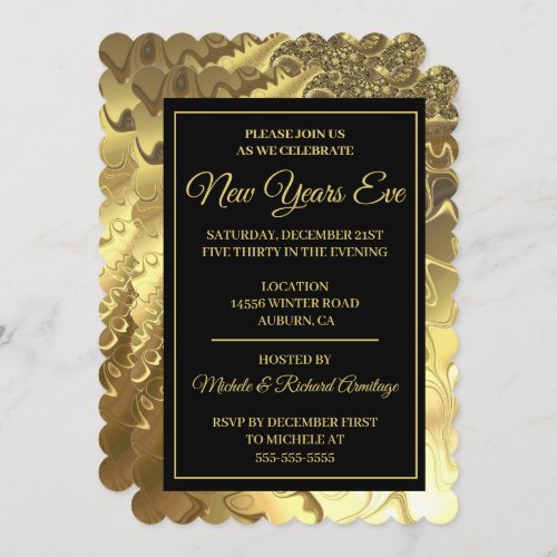 Glamorous Gold New Years Invitation