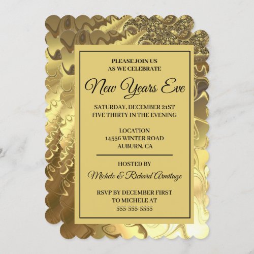 Glamorous Gold New Years Invitation