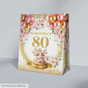 Glamorous Gold Number 80th Birthday Floral Bag