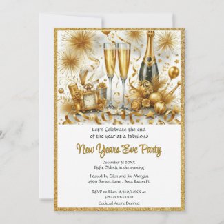 Glamorous  Gold on White New Year's Eve Party 