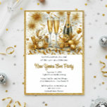 Glamorous  Gold on White New Year's Eve Party  Invitation