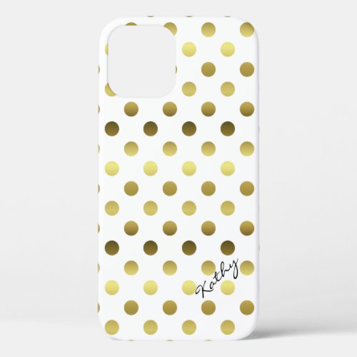 Glamorous Gold Polka Dot  iPhone 12 Case