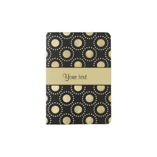 Glamorous Gold Polka Dots Black Passport Holder