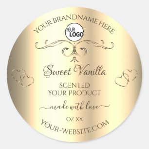 Glamorous Gold Product Labels Ornate Hearts Logo