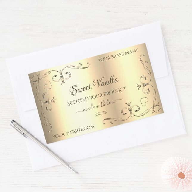 Glamorous Gold Product Labels with Ornate Corners (Envelope)