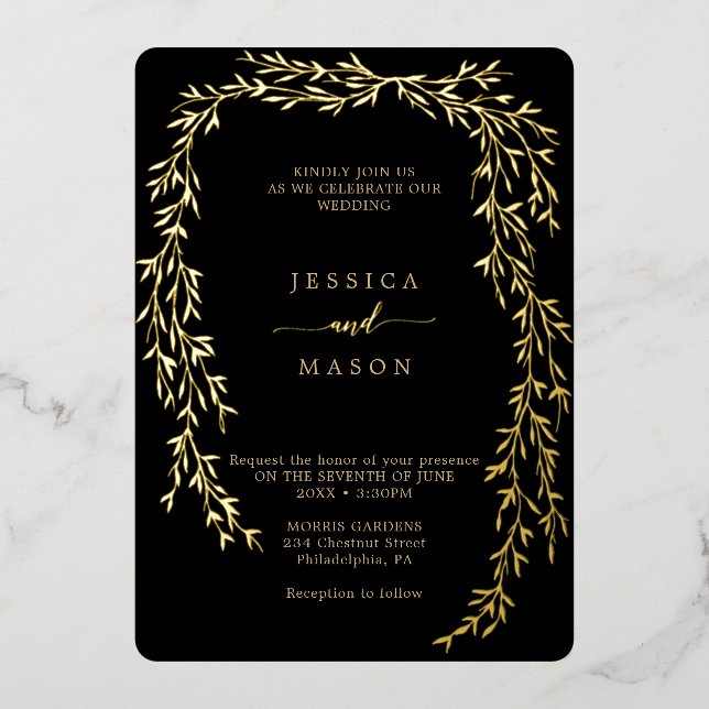 Glamorous Gold Real Foil Wedding Invitations (Front)