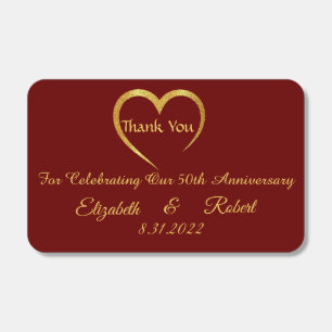 Glamorous Gold & Red Heart Wedding Anniversary Matchboxes
