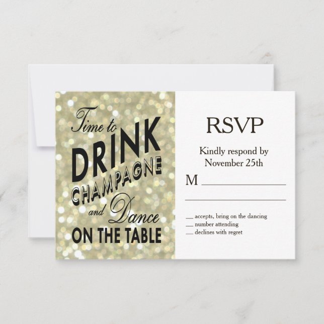 Glamorous Gold RSVP Card (Front)