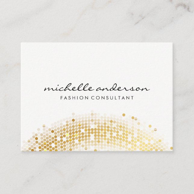 Glamorous Gold Sequin White Gray Business Card (Front)