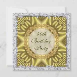 Glamorous Gold & Silver 40th Birthday Party Invitation