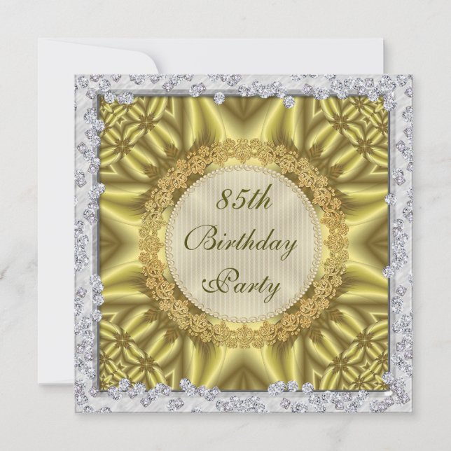 Glamorous Gold & Silver 85th Birthday Party Invitation (Front)
