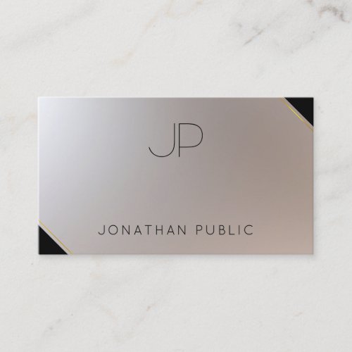 Glamorous Gold Silver Elegant Monogram Modern Business Card