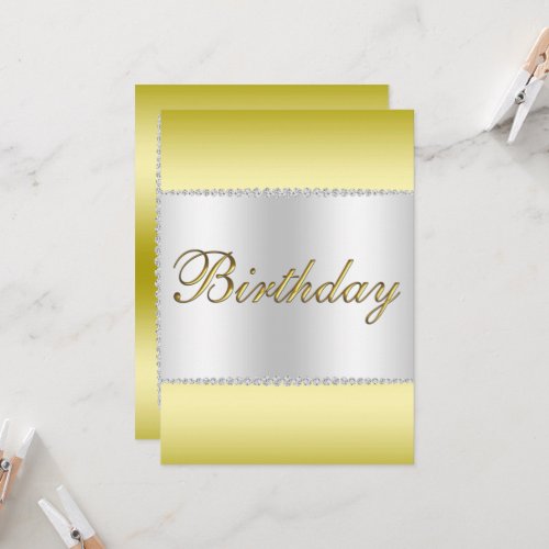 Glamorous Gold Silver  Gems Birthday Invitation