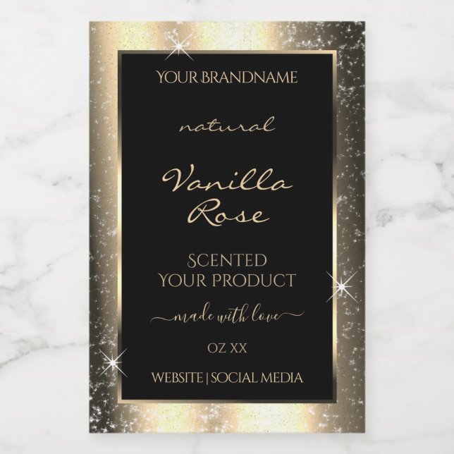 Glamorous Gold Sparkle Glitter Frame Product Label (Single Label)