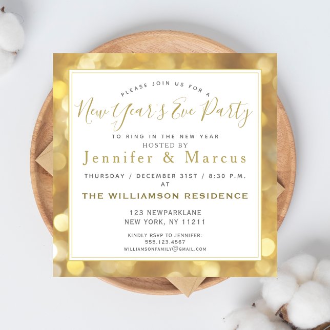 Glamorous Gold Sparkles - New Year's Eve Party Invitation (Creator Uploaded)
