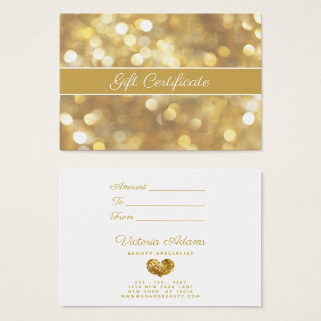 Glamorous Gold Sparkles | Salon Gift Certificate (Front & Back)