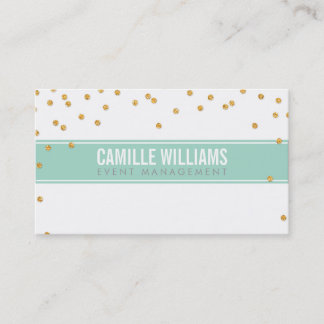 GLAMOROUS gold sparkly glitter confetti mint green Business Card