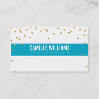 GLAMOROUS gold sparkly glitter confetti turquoise Business Card