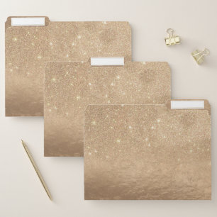 Glamorous Gold Sparkly Glitter Foil Ombre Gradient File Folder