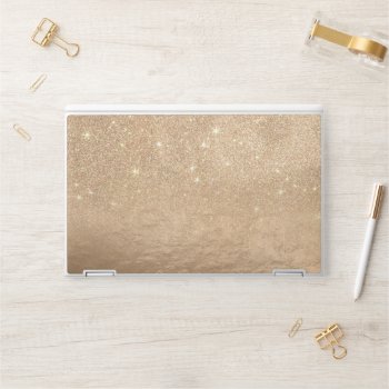 Glamorous Gold Sparkly Glitter Foil Ombre Gradient Hp Laptop Skin by BlackStrawberry_Co at Zazzle