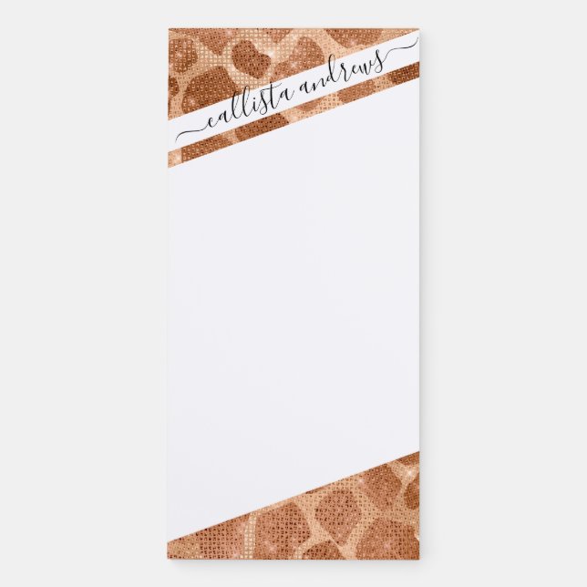 Glamorous Gold Sparkly Glitter Sequins Giraffe Magnetic Notepad (Front)
