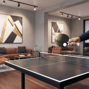 Glamorous Gold Stars Falling Confetti Black Space Ping Pong Paddle