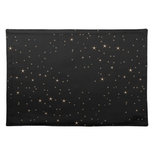 Glamorous Gold Stars on Black Background Placemat