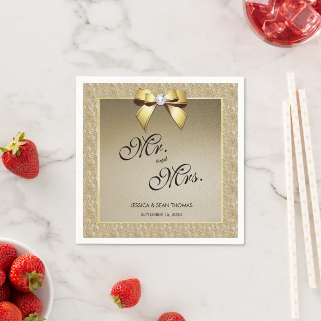 Glamorous Gold & Stylish Gem Wedding Napkins (Insitu)