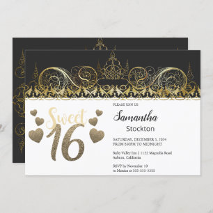 Glamorous Gold Sweet 16 Invitation