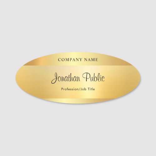 Glamorous Gold Template Calligraphed Script Modern Name Tag
