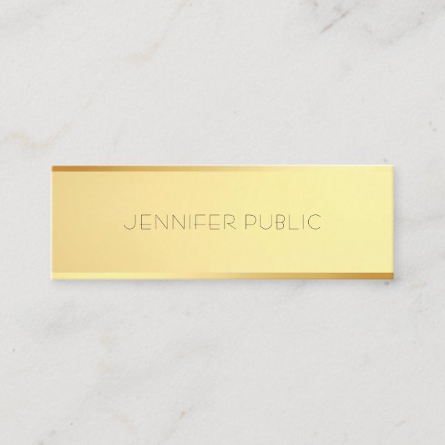 Glamorous Gold Template Elegant Minimalist Design Mini Business Card (Front)