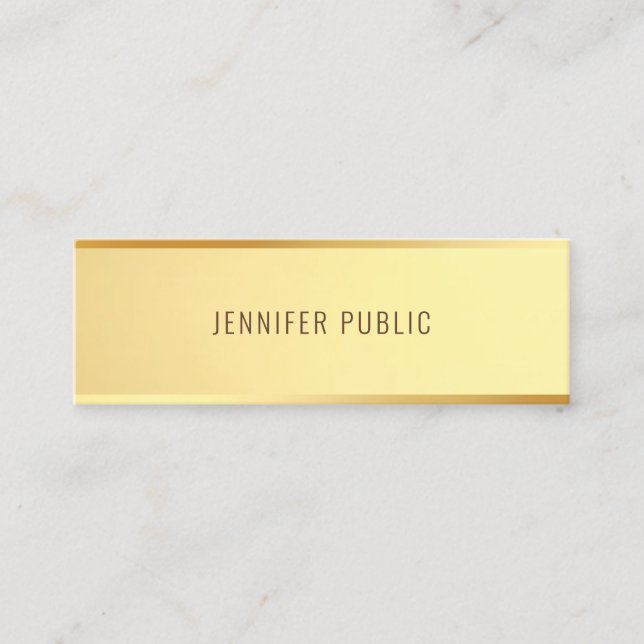 Glamorous Gold Template Elegant Minimalist Trendy Mini Business Card (Front)