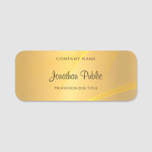 Glamorous Gold Template Handwriting Script Elegant Name Tag