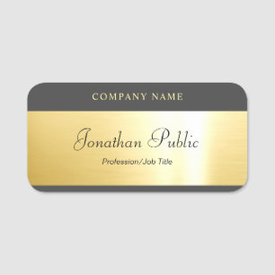 Glamorous Gold Template Handwritten Script Elegant Name Tag